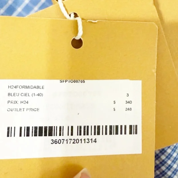 NWT SANDRO Formidable Blue Ruched Stripe Mixed Media Crop Top size 3/large - Picture 12 of 12